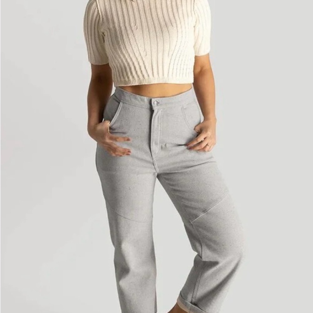 Soluna Collective Denim Pants Grey Adjustable Size 6 Upcycled Cotton Relaxed Fit - Picture 3 of 13